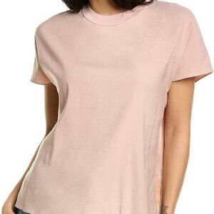 Vince Rib Trim Flutter Blouse Light Rosa